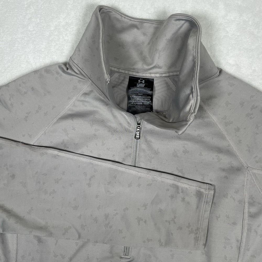 Under Armour 1/4 Half Zip Pullover Women XL Gray Silver Base Layer Cold Gear